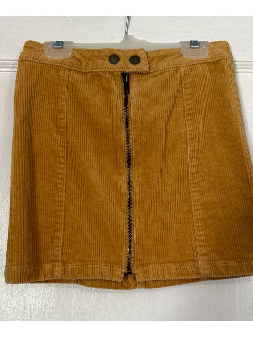 Corduroy Front-Zip Mini Skirt